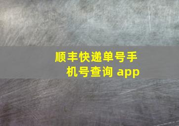 顺丰快递单号手机号查询 app